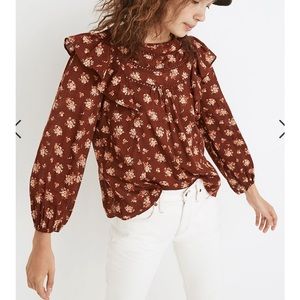 Madewell Ladder-Trim Ruffle Top in Homestead Bouquet Sz XS